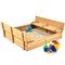 Best Choice Products 47x47-Inch Kids Wooden Outdoor Sandbox w/ 2 Foldable Bench Seats, Sand Protection, Liner